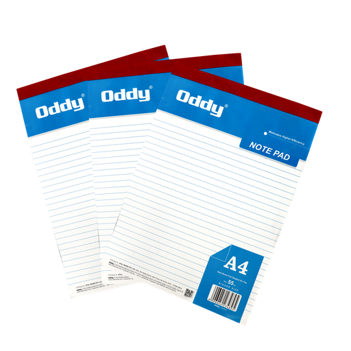[P4658] Oddy Writing Pad A4 80 Pages 1/4 Ruled Paper-Pack Of 5 (B10)