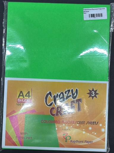 [P3824] Green Flourocent Paper A/4-100 Sheet