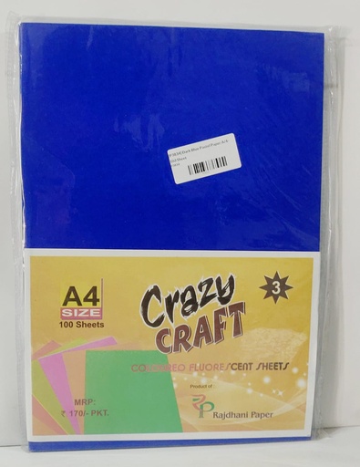 [P3834] INC Fluorescent Paper Blue A4 80 Gsm Pack Of 100 (B120)