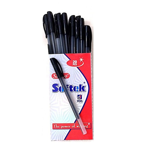 [P3340Blk] Saino Softek Black Use & Throw Ball Pen-Pack Of 20
