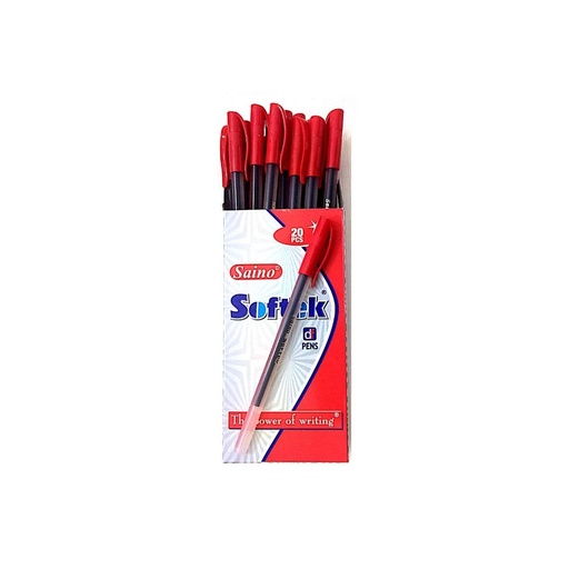 [P3340Red] Saino Softek Red Use & Throw Ball Pen-Pack Of 20