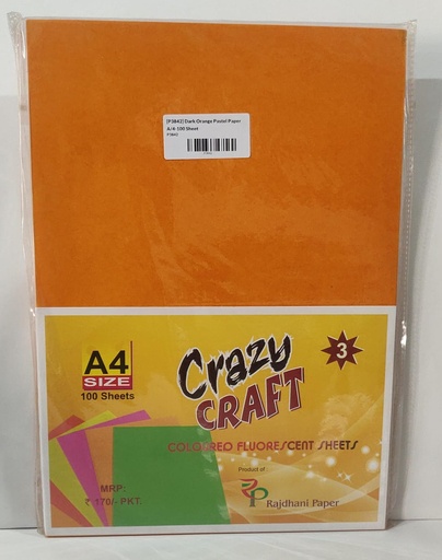 [P3842] INC Fluorescent Paper Orange A4 80 Gsm Pack Of 100 (B120)
